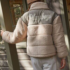 PLAYBOY Cream and Gray Teddy Jacket